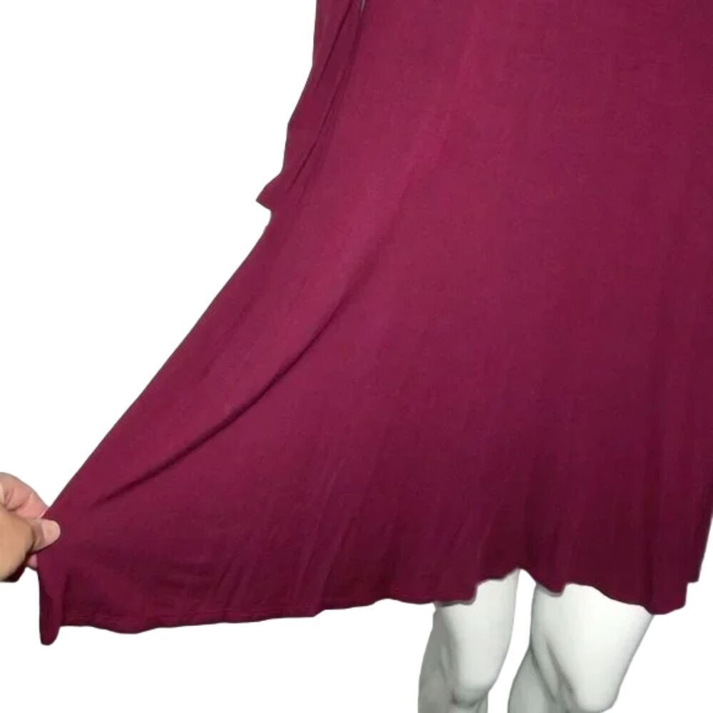 Lulus Jersey Swing Dress, S, Wine Red, 3/4 sleeve, Mini Length, Pockets - Picture 6 of 12